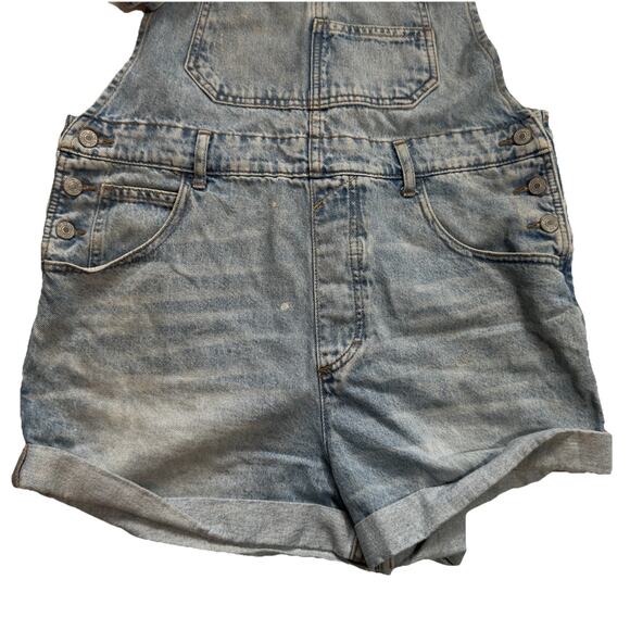 We The Free Ziggy Shortalls Denim Size Large Blue Wash Free People Boho Cowboy - Picture 3 of 8